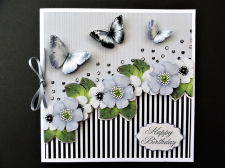 Vintage Stripes Flowers soft purplegrey 1103 by Valerie Spowart