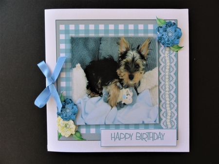 YORKIE BABY CARD TOPPER by Valerie Spowart