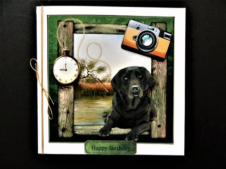 Chocolate Lab Picture Day Topper with Decoupage by Valerie Spowart