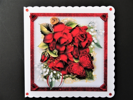 Red Rose For My Love Card Front Kit by Valerie Spowart