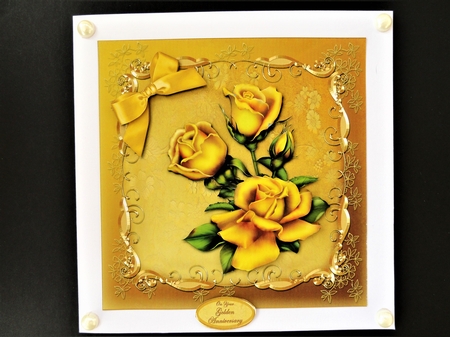 Golden Roses Square Card Front by Valerie Spowart
