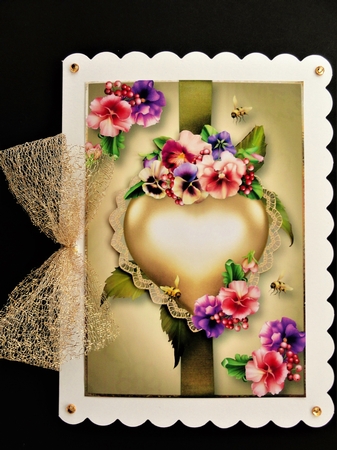 Hearts & Flowers - Golden Pansies A5 by Valerie Spowart