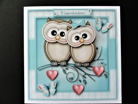 Valentine Owls Mini Kit  Valentines Day/Anniversary/Engagement by Valerie Spowart