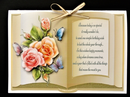 Beautiful Colourful Roses Birthday Open Book by Valerie Spowart