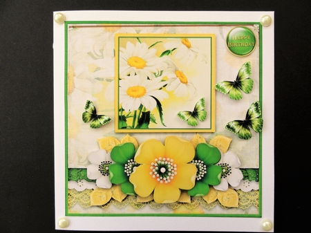 Vintage Grunge Card Kit  Flowers and Laces yellow green 1150 by Valerie Spowart