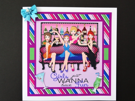 Girls Just Wanna Have Fun 8x8 card. by Valerie Spowart