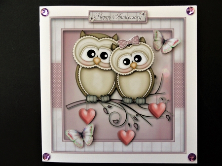 Valentine Owls 2 Mini Kit  Valentines Day/Anniversary/Engagement by Valerie Spowart