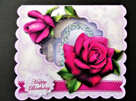 Red Rose Scalloped Aperture Tent Card Kit by Valerie Spowart