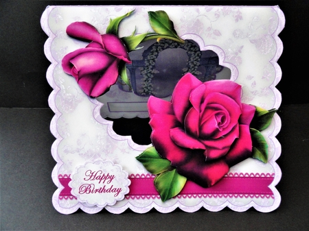 Red Rose Scalloped Aperture Tent Card Kit by Valerie Spowart