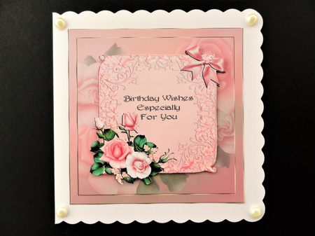 Pink Roses Birthday Card by Valerie Spowart