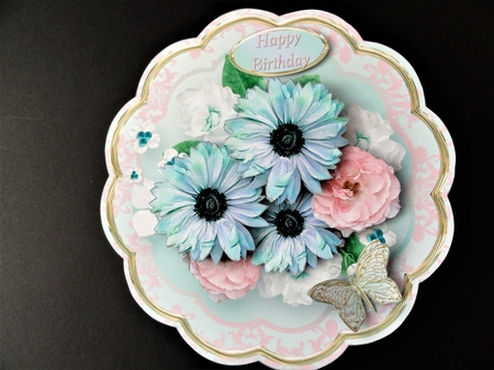 Teal Posy - Petal Shaped Card Mini Kit by Valerie Spowart