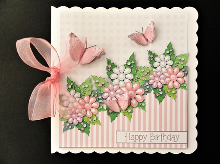 Butterfly & Blossom Card Topper - Peach Pink by Valerie Spowart