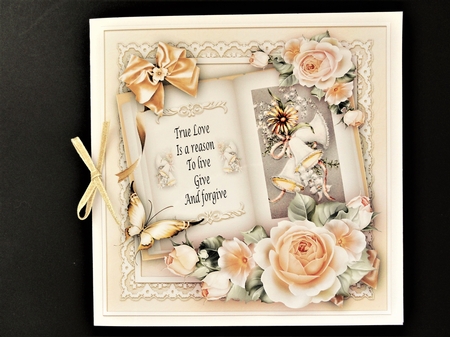 Topper Cream Roses with Book by Valerie Spowart