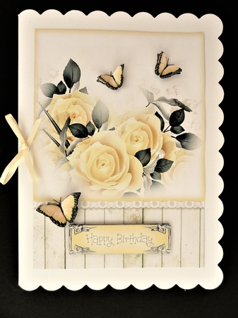 Rose & Butterfly Card Topper - Yellow by Valerie Spowart