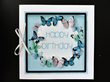 Butterfly Ring Card Topper - Blue - Birthday by Valerie Spowart