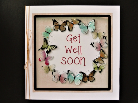 Butterfly Ring Card Topper - Pink - Get Well Soon by Valerie Spowart