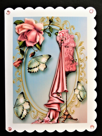 Pink Rose Couture & Butterflies A5 by Valerie Spowart