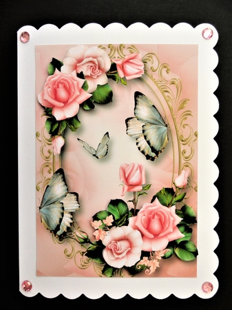 Beautiful Blush Roses & Butterflies A5 by Valerie Spowart