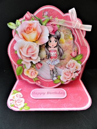 Shy Girl - Shaped Easel Card by Valerie Spowart
