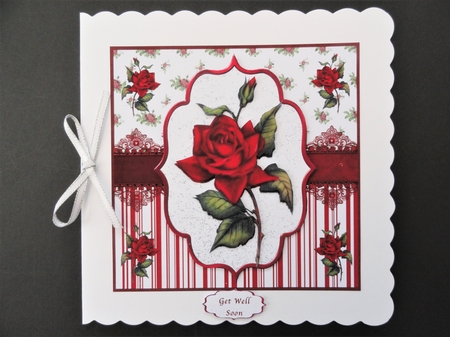 VINTAGE RED ROSE MULTI-USE CARD FRONT by Valerie Spowart