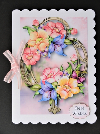 Pastel Floral On Golden Frame A5 by Valerie Spowart