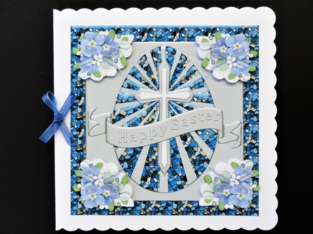 Blue Easter Card front by Valerie Spowart
