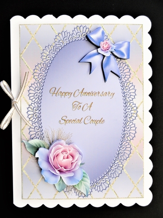 Lilac Roses Anniversary Card Front by Valerie Spowart