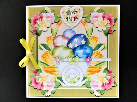 Easter Wheelbarrow Card Front by Valerie Spowart