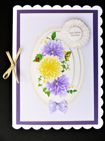 A5 dahlia vignette step by step card front (lilac) by Valerie Spowart