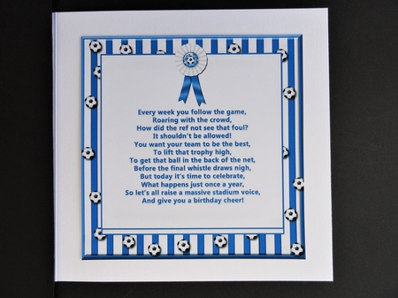 Blue n White Football Verse Insert Plaque by Valerie Spowart