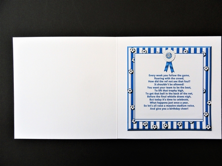 Blue n White Football Verse Insert Plaque by Valerie Spowart