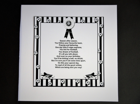 Black n White Football Verse Insert Plaque by Valerie Spowart