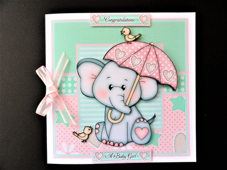 Ella with Umbrella Pink Mini Kit - New Baby/Baby Shower by Valerie Spowart