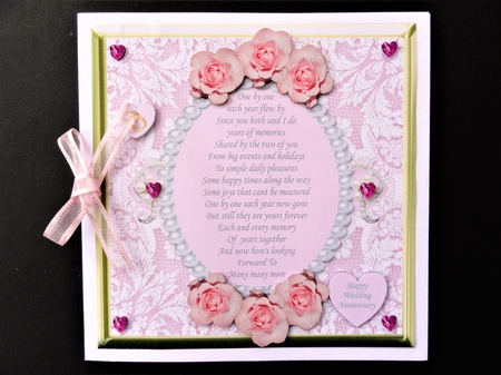 WEDDING VOW RENEWAL PINK ANNIVERSARY - GREAT VERSE MULTIPLE SENTIMENTS by Valerie Spowart