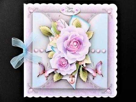 Lilac Roses with Lace Card Mini Kit by Valerie Spowart