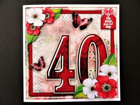 Vintage Birthday 40th Card Topper Kit 1186 by Valerie Spowart