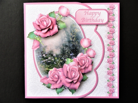 Pink Roses - Curved Edge Card Mini Kit by Valerie Spowart