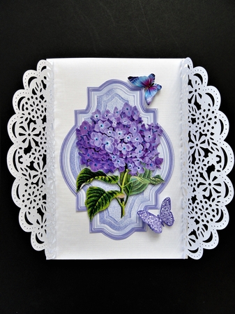 lovey ornate frame with purple hydrangeas and butterflies by Valerie Spowart