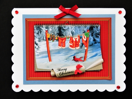 Santa Claus Clothesline Calendar Christmas Holiday Winter Easy Quick Cards by Valerie Spowart