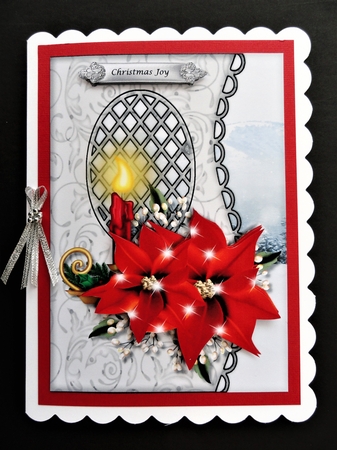 Lattice card Christmas Poinsettias by Valerie Spowart