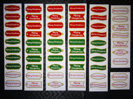 Merry Christmas Tiny Tags Green Red Holiday Small Labels Embellishments Sentiments by Valerie Spowart