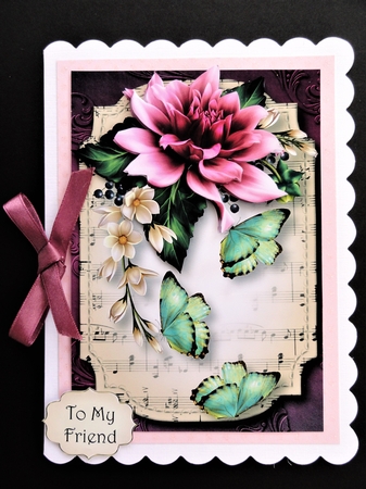 Sheet Music & Butterflies - Purple Dahlia by Valerie Spowart