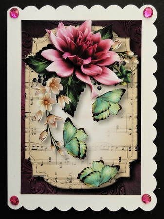 Sheet Music & Butterflies - Purple Dahlia A5 by Valerie Spowart