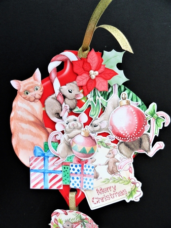 Through the Mouse Hole Christmas Party Hanging Bauble Trio by Valerie Spowart