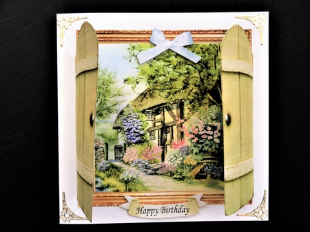 THROUGH THE GARDEN GATES COTTAGE UNISEX MULTI USE GET WELL BIRTHDAY ETC 6x6 by Valerie Spowart