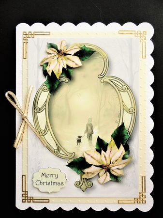 Christmas Golden Frame - Walking The Puppy A5 by Valerie Spowart