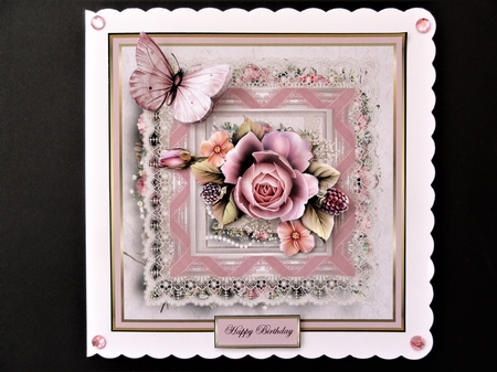 Butterfly lace and a rose by Valerie Spowart