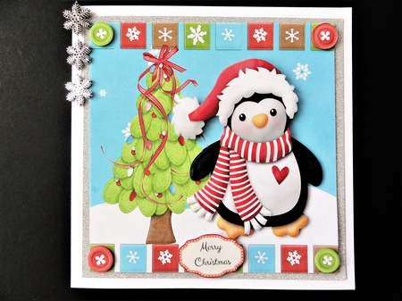 Festive Penguin With Tree 8x8 Mini Kit by Valerie Spowart