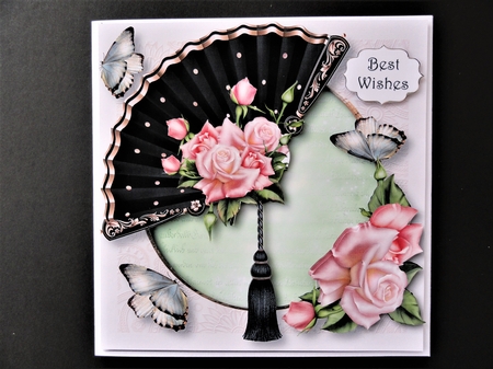 Fabulous Fan With Pink Roses by Valerie Spowart