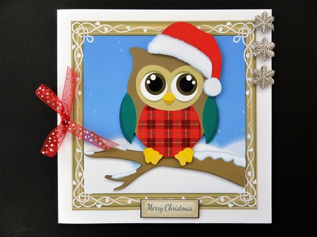 Festive Owl With Tartan Belly 8x8 Mini Kit by Valerie Spowart